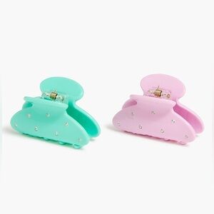 J.Crew Crewcuts | Girls’ Rhinestone Claw Hair Clips | NWT | Mint Green + Pink